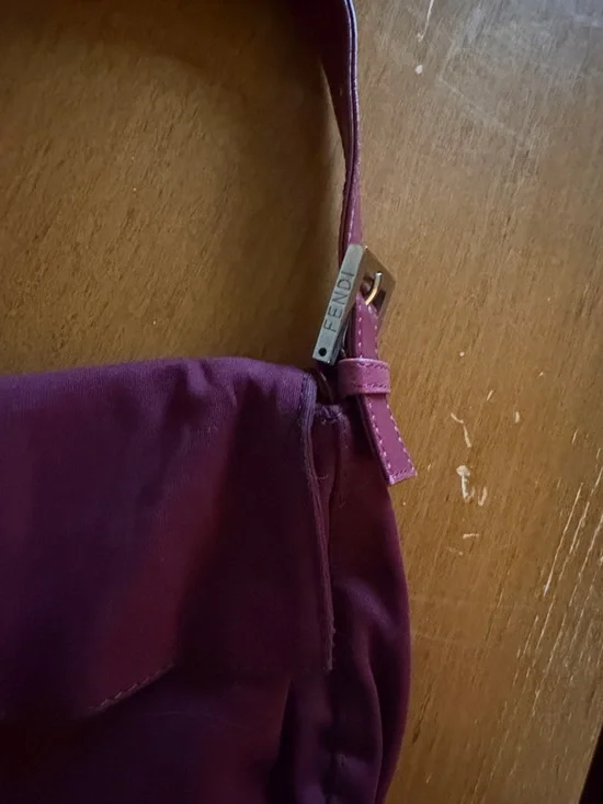 Women's Burgundy Shoulder Bag with Silver Buckle - Picture 3 of 7